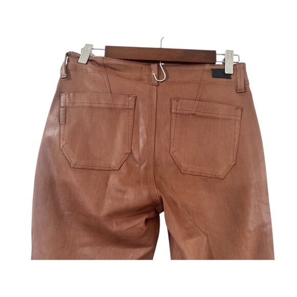 Paige Mayslie Coated Denim Joggers Women 27 Brown Classic Office Stretch Western - Picture 8 of 16